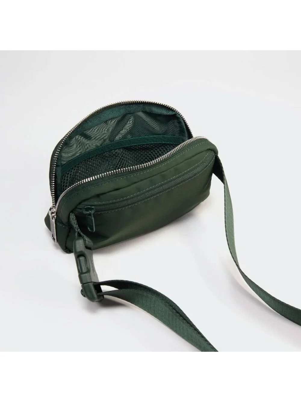 Men's Legacy Green Crossbody Belt Bag Wide Zipper Adjustable Strap 3-Pockets